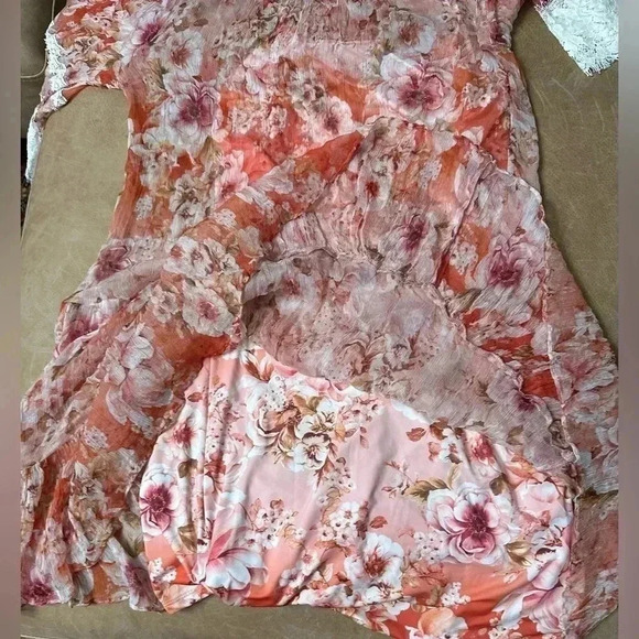 Johnny Was Yours Truly Silk Floral Mini Dress Lace Trim Sz Medium MSRP $410 - Picture 10 of 14